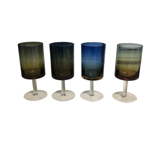 Unknown Other - Vintage MCM Tall Footed Glasses Set of 4 Used *one chip on rim